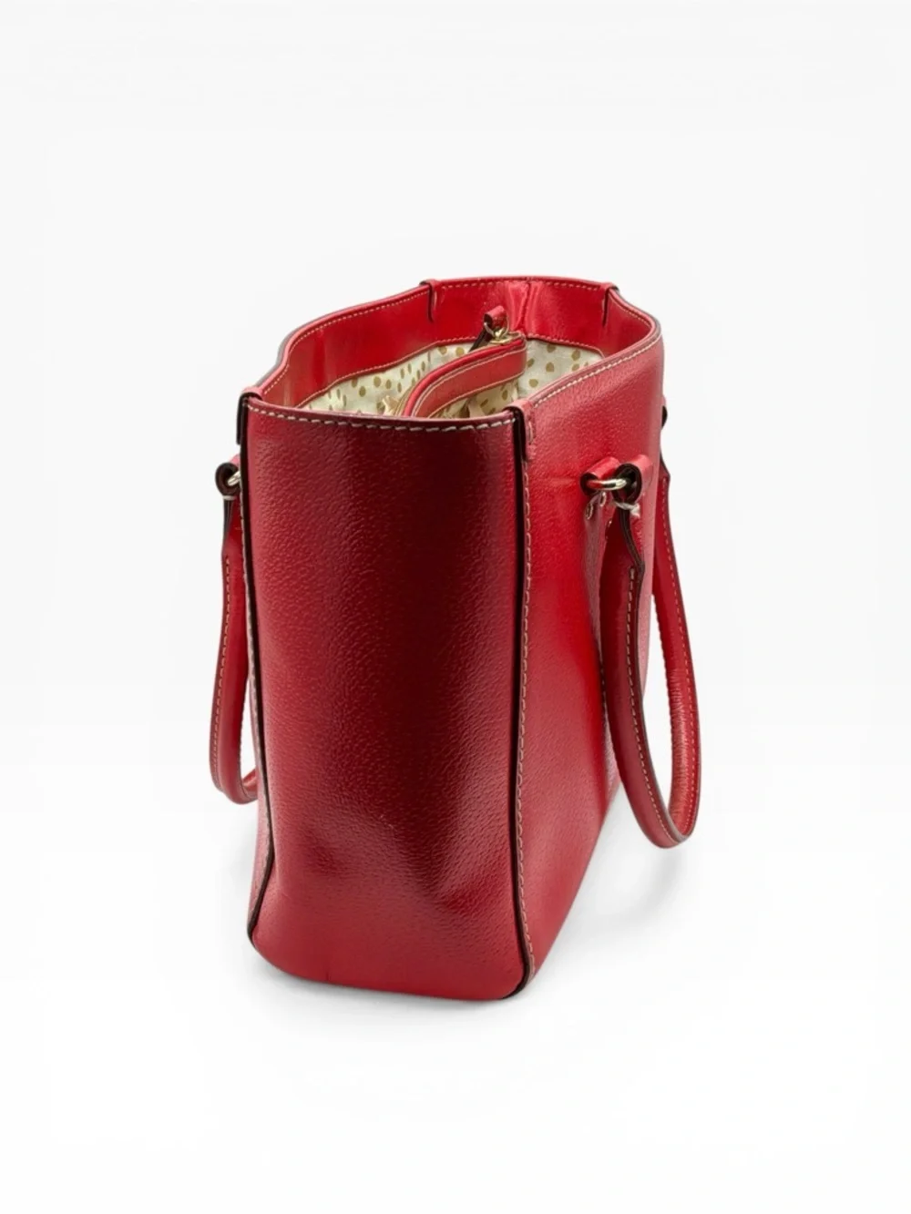 kate spade Red Leather Tote with Gold Plaque